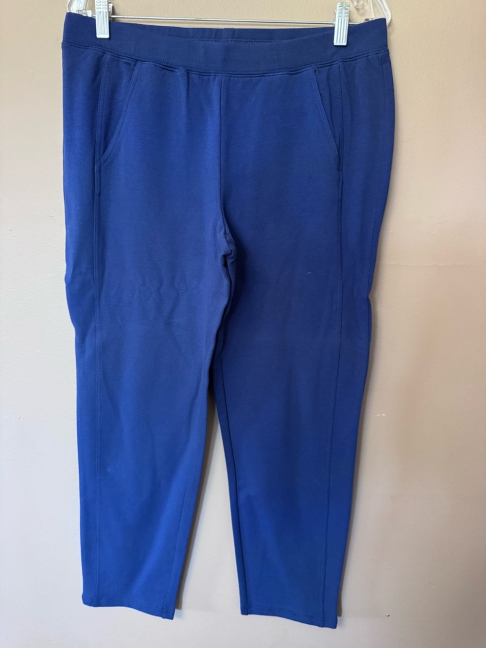 Denim & Co. Active French Terry Straight Leg Pants - Medium Petite - Navy